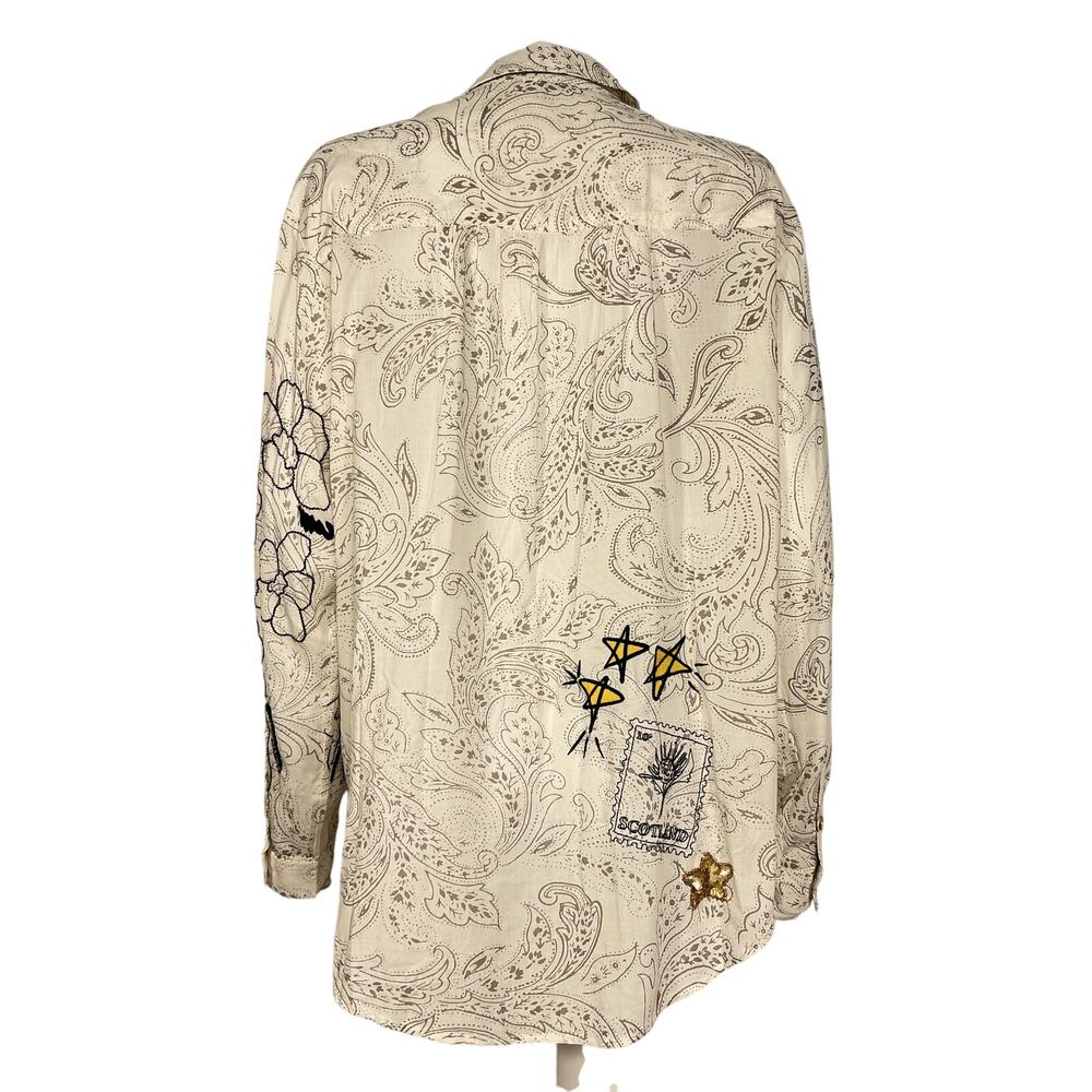 Anthropologie Embroidered Multicolor Souvenir Buttondown Shirt Size M - Picture 3 of 4